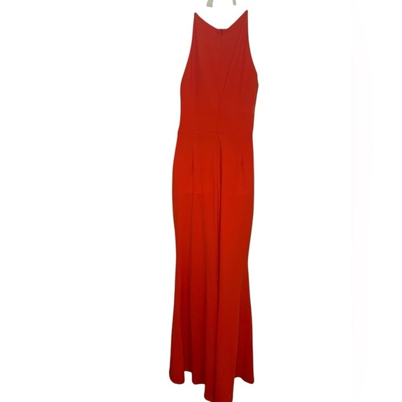 Jay Godfrey Coral Red Keyhole Gown Size 10 Sleeveless Slit Maxi Dress NWOT - Picture 3 of 8